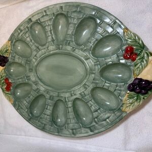 Pfaltzgraff Portfolio Sculpted Deviled Egg Plate  “Jamberry” Collection